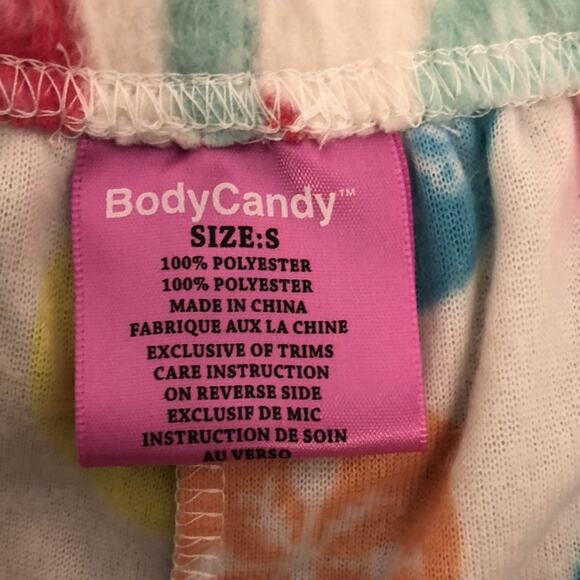 Body Candy 2pc Knit Pajama Set Size Small Fleece Pants Knit Top Colorful - Picture 5 of 7